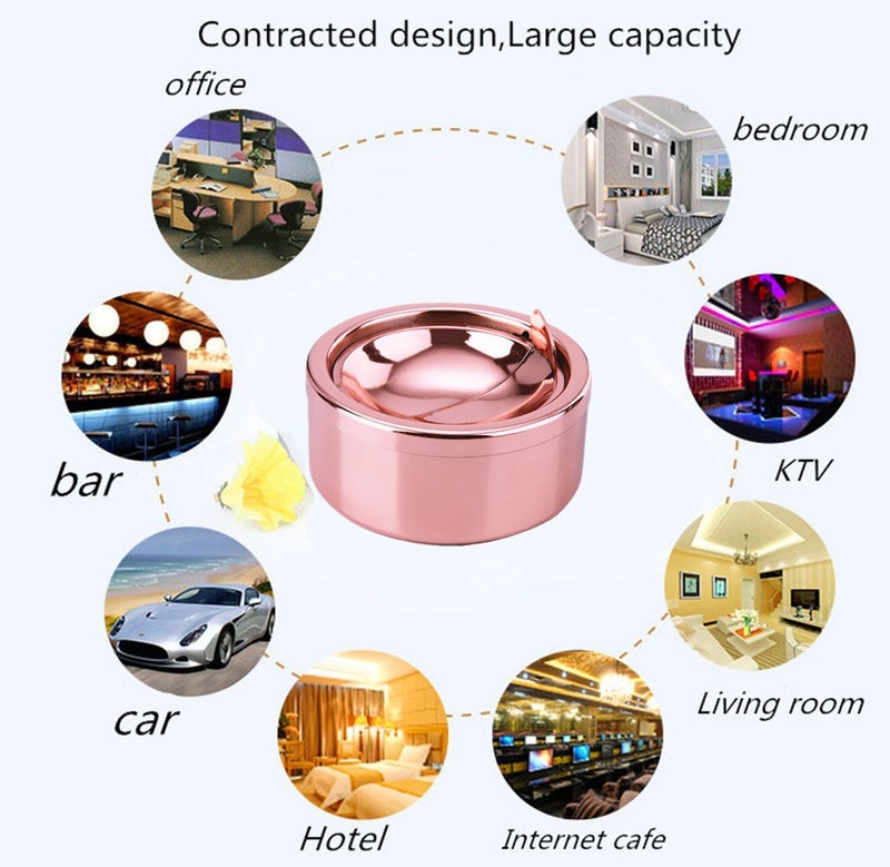 Zaoniy Outdoor Ashtrays with Lid, Ash Trays with Covers Outdoor, Ashtray Odorless, Ash Tray Sets for Cigarettes, Outside Covered Stainless Steel Iron Windproof Tabletop - Image 4